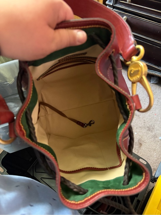 Dooney & Bourke Burgundy Leather Drawstring Shoulder Bag